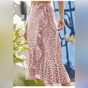 Floral Ruffle Midi Skirt